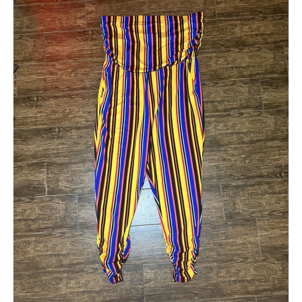 Love J Striped Strapless Jumpsuit - 1X